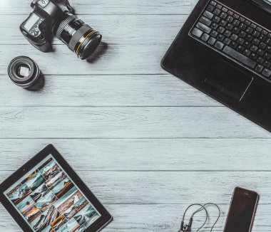 Kamera fotoğraf tasarım stüdyosu kavramı düzenleme