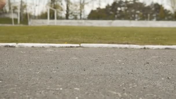 Jogger at the Stadium — Stock Video