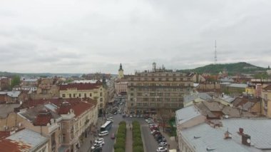 Lviv şehrin havadan görünümü
