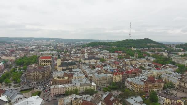 Vista aérea de la ciudad de Lviv — Vídeos de Stock