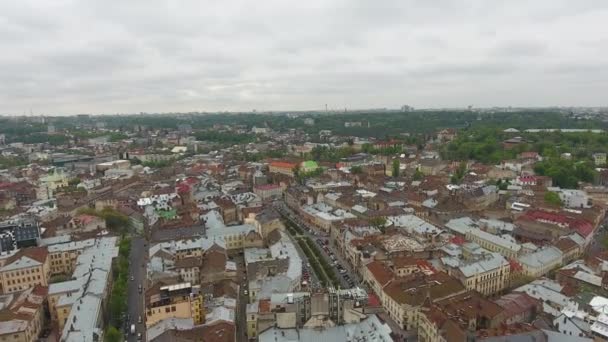 Lviv şehrin havadan görünümü — Stok video