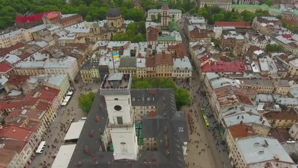Пташиного польоту міста Львова — стокове відео