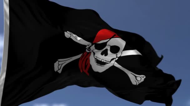 Piratenfahne im Wind — Stockvideo