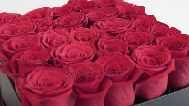 Caja de rosas rojas — Vídeos de Stock