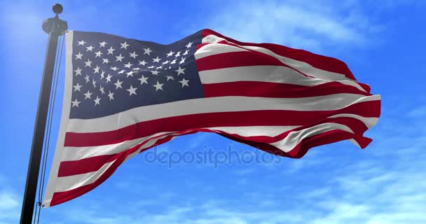 US-Flagge weht im Wind — Stockvideo