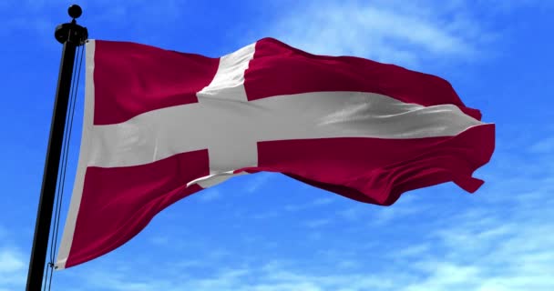 Bandera de Dinamarca soplando en el viento — Vídeos de Stock