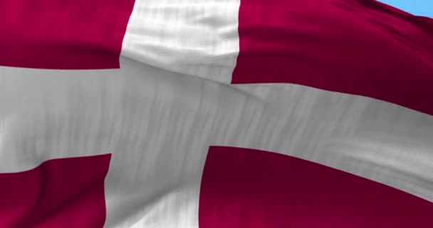 丹麦国旗在风中 — 图库视频影像