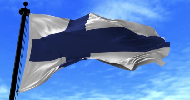 Finlands flagga i vinden — Stockvideo