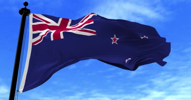 Bandeira da Nova Zelândia no vento — Vídeo de Stock
