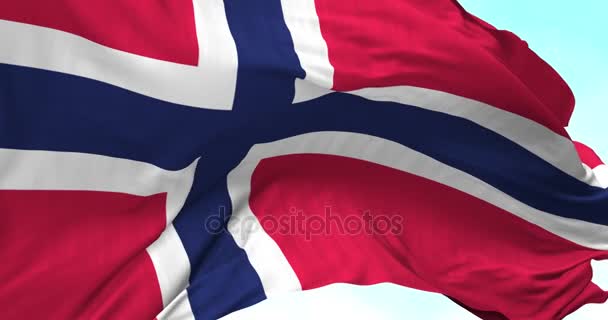 Norsko vlajka ve větru — Stock video