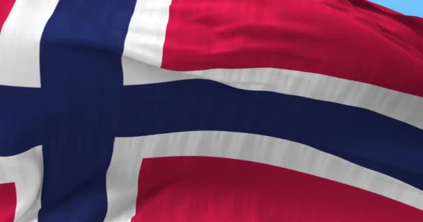 Norvég zászló a szélben — Stock videók