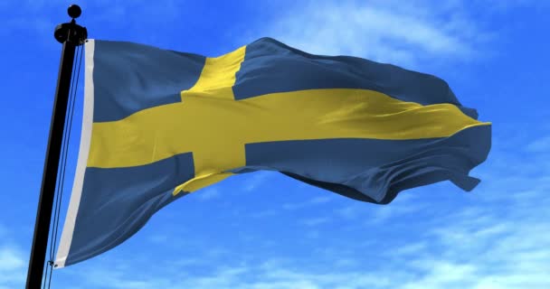 Sverige flagga i vinden — Stockvideo