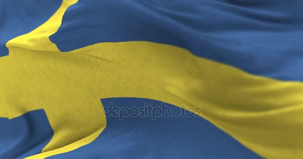 Σημαία της Σουηδίας στον άνεμο — Αρχείο Βίντεο