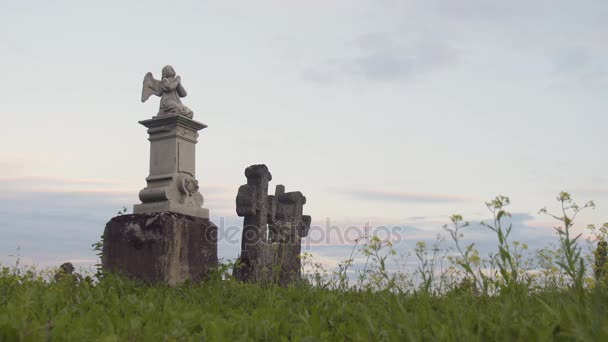 Antiguo cementerio cementerio — Vídeo de stock