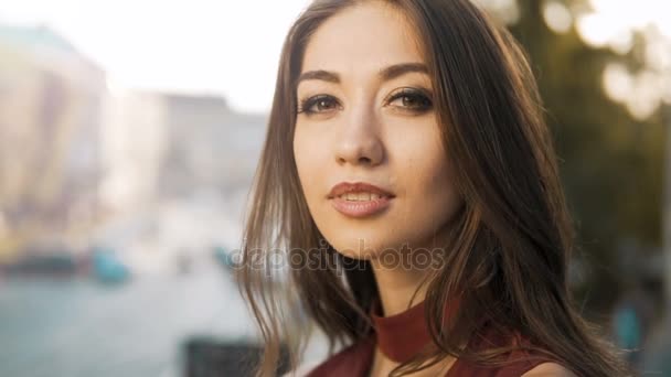 Portrait of Brunette Girl — Stock Video