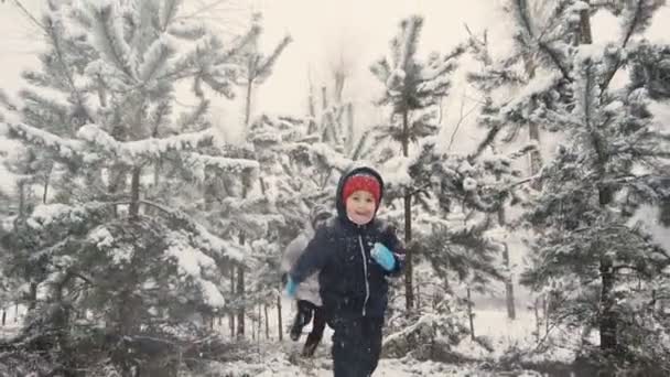 Kinder haben Spaß im Winter — Stockvideo