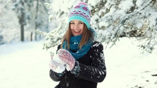 Dziewczyna w Parku Snow — Wideo stockowe