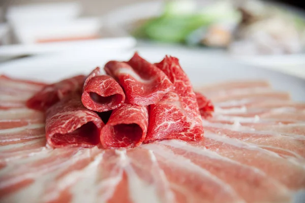 Sliced Meat Sauces Herbs — Stock Photo, Image