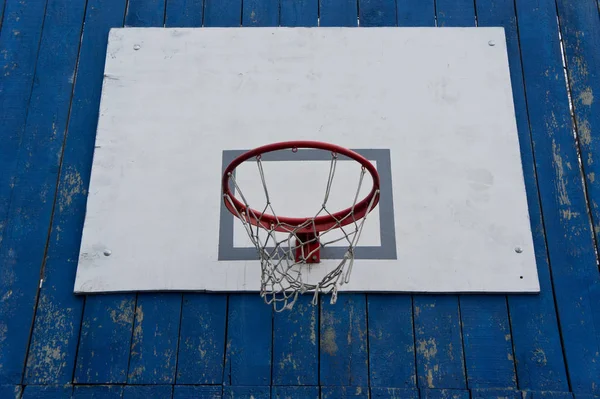 Basketball Hoop Blue Wall — Stock Photo, Image