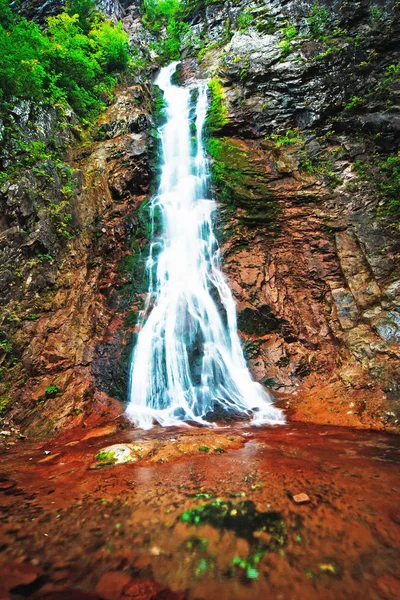 Vista Panorâmica Pequena Cachoeira Floresta — Fotografia de Stock