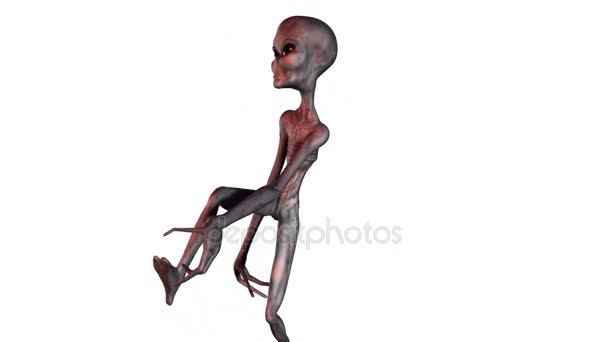 Sauter alien sur un fond blanc 