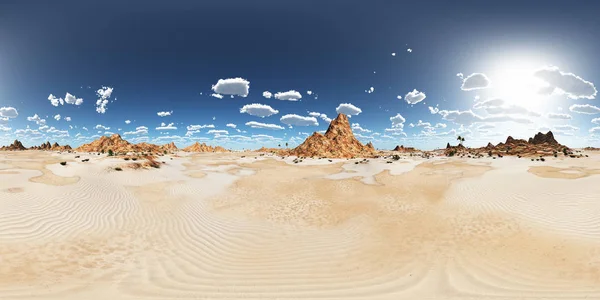 พาโนรามา 360 องศาทรงกลมไร รอยต ทะเลทราย — ภาพถ่ายสต็อก