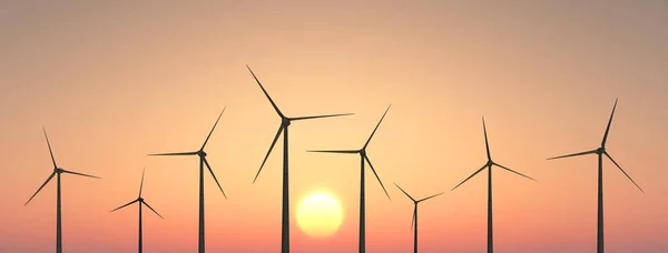 Windturbines Bij Zonsondergang — Stockfoto