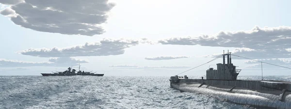 Dünya Savaşı'nın İngiliz denizaltı ve Alman savaş gemisi