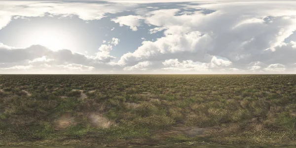 Panorama Sphérique Sans Couture 360 Degrés Avec Une Steppe — Photo