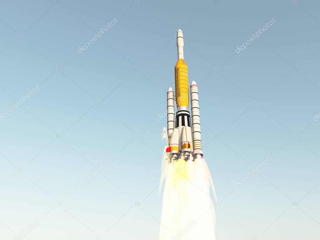 Launch vehicle against a blue sky