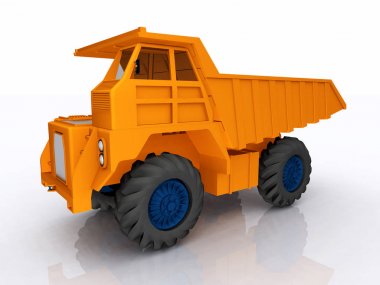 Beyaz bir arka plan karşı damperli kamyon