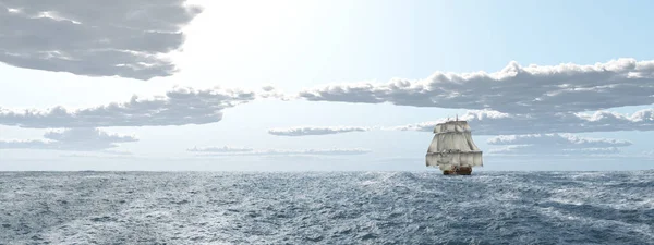 Yelkenli Gemi Uzaktan — Stok fotoğraf