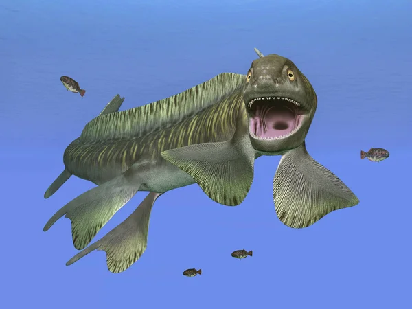 Prehistoric Shark Orthacanthus Blue Sea — Stock Photo, Image