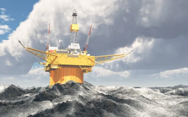 Oil Platform Stormy Sea — Stock Photo, Image