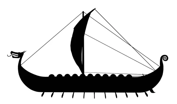 Silhouet Van Een Vikingschip — Stockfoto