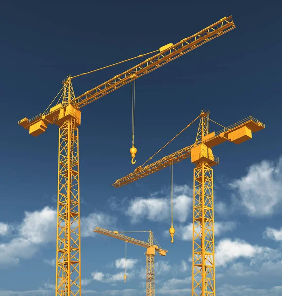 Construction Cranes Blue Sky Clouds — Stock Photo, Image