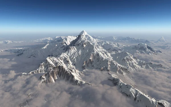 Горная Панорама Заснеженными Горами — стоковое фото