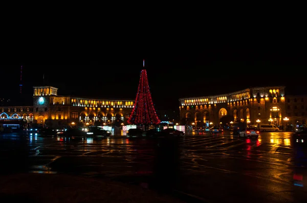 Armenië Yerevan Republiek Vierkante Nieuwjaar Lichten — Stockfoto