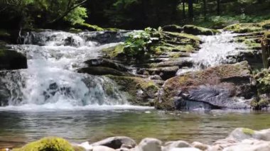 gölet akan berrak su ile küçük dağ şelalesi