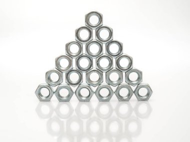 Beyaz bir arka plan iş parçacığında ile metal ürünleri
