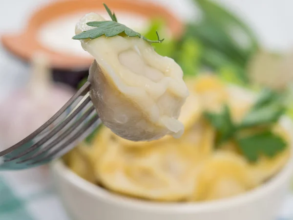 Russian dumplings with greens. Russian traditional dish