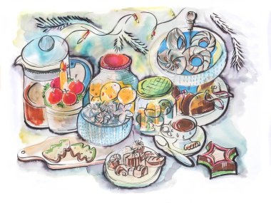 Yeni yıl partisi çizimi