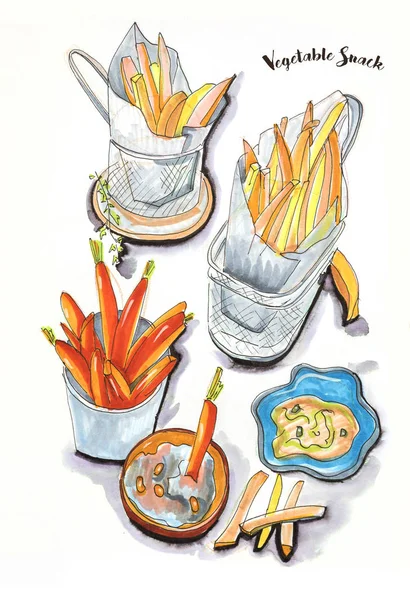 illustration of vegetable party snacks