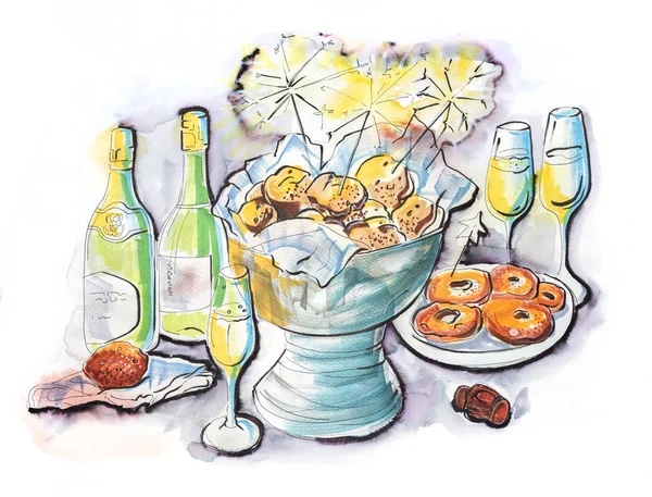 Illustration of dutch new year party — Stock Photo, Image