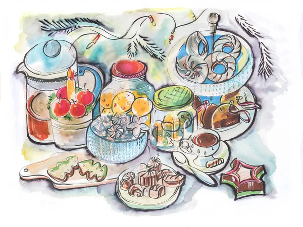 Yeni yıl partisi çizimi