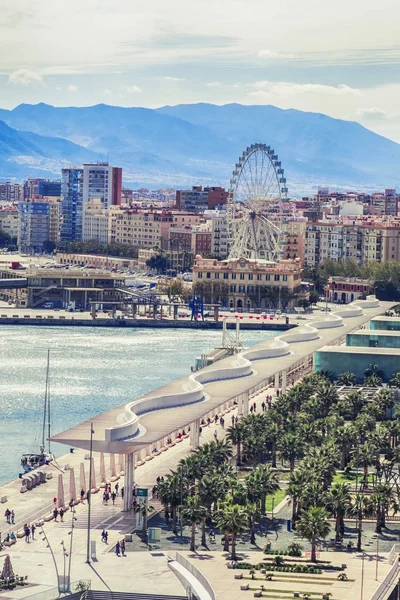 Vista aérea en el puerto de Málaga — Foto de Stock