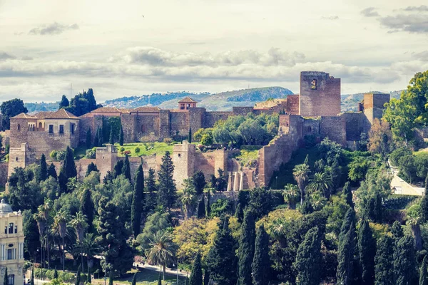 Panorama della fortezza di Alcazaba (Gibralfaro) a Malaga — Foto Stock