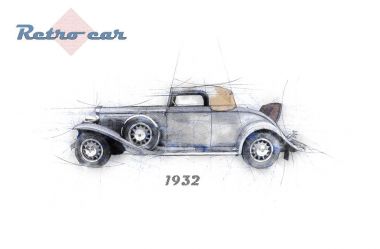 Kroki tarzı Retro araba