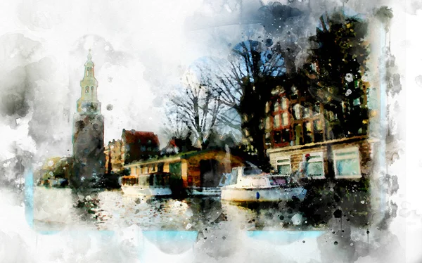 City life in watercolor style — Stock Photo, Image