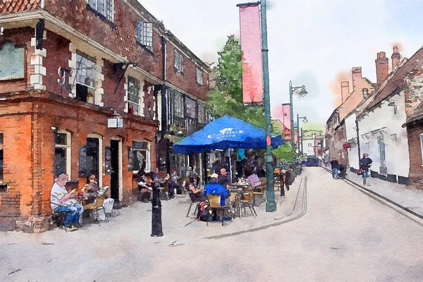 Rua em Canterbury, estilo aquarela — Fotografia de Stock